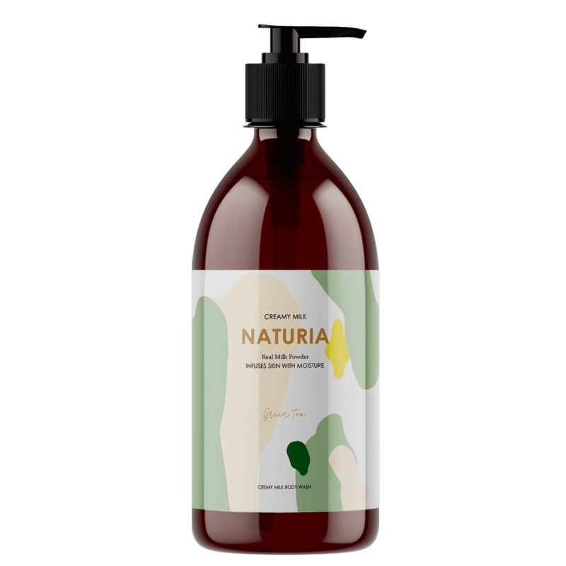 Мягкий очищающий гель для душа с ароматом зелёного чая EVAS Naturia Creamy Milk Body Wash Green Tea Oil