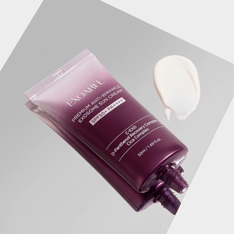 Омолаживающий солнцезащитный крем с экзосомами EXOARI L Premium Anti-Wrinkle Exosome Sun Cream SPF50+ PA++++ — изображение 2