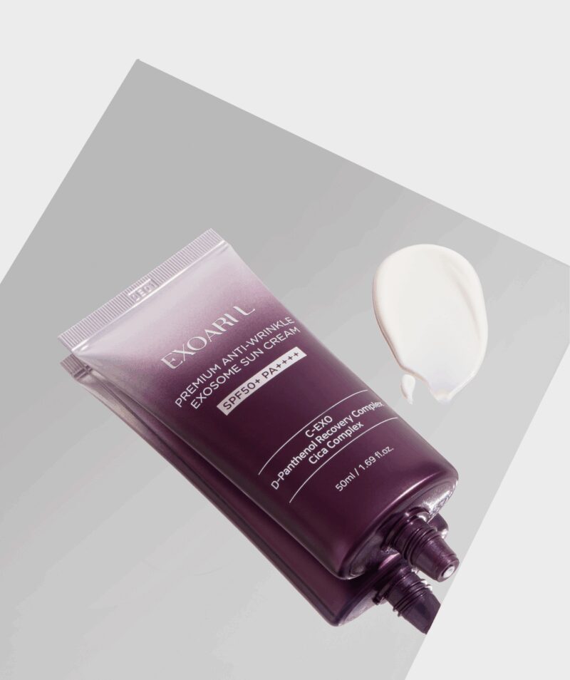 Омолаживающий солнцезащитный крем с экзосомами EXOARI L Premium Anti-Wrinkle Exosome Sun Cream SPF50+ PA++++ — изображение 2